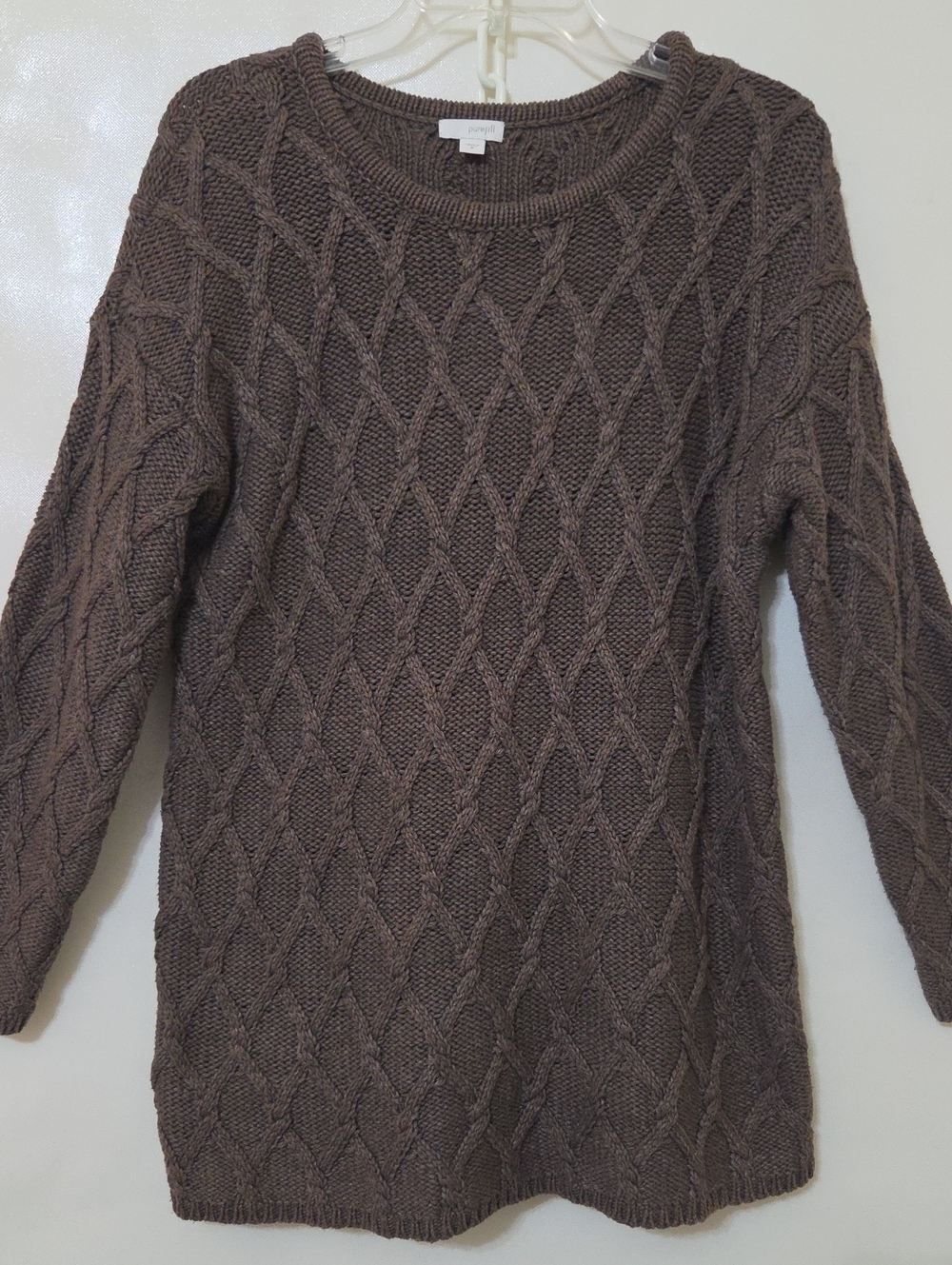 J. Jill PureJill Women's Cozy Brown Cable Knit Sweater - Size: Medium